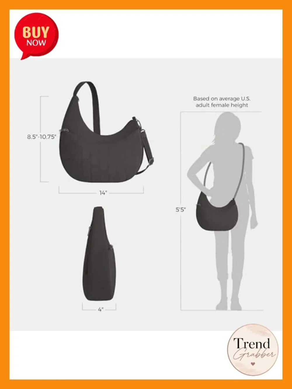 Anti-Theft Hobo with RFID Blocking, Lightweight Nylon